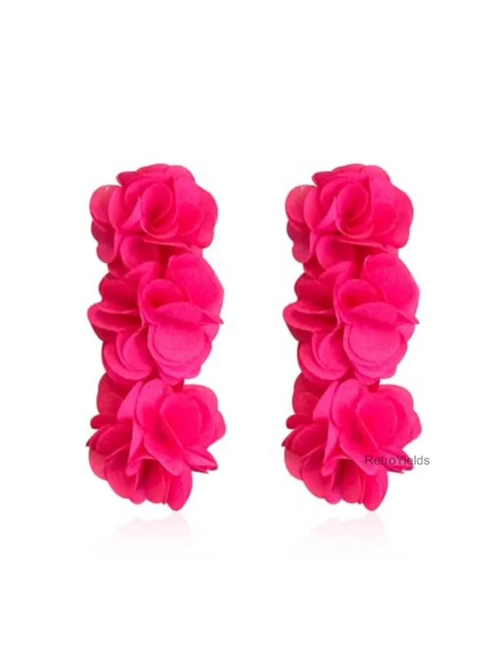 Handmade Bohemian Flower Tassel Dangle Earrings for Women - 3-Layer Fabric Drop
